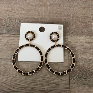 Faux Pearl Hoops